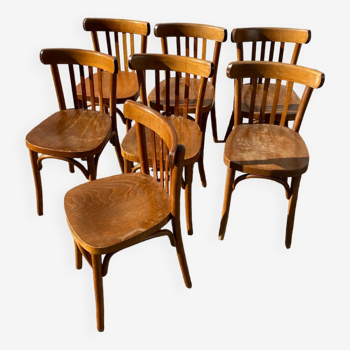 Set of 7 bistro chairs with curved backs
