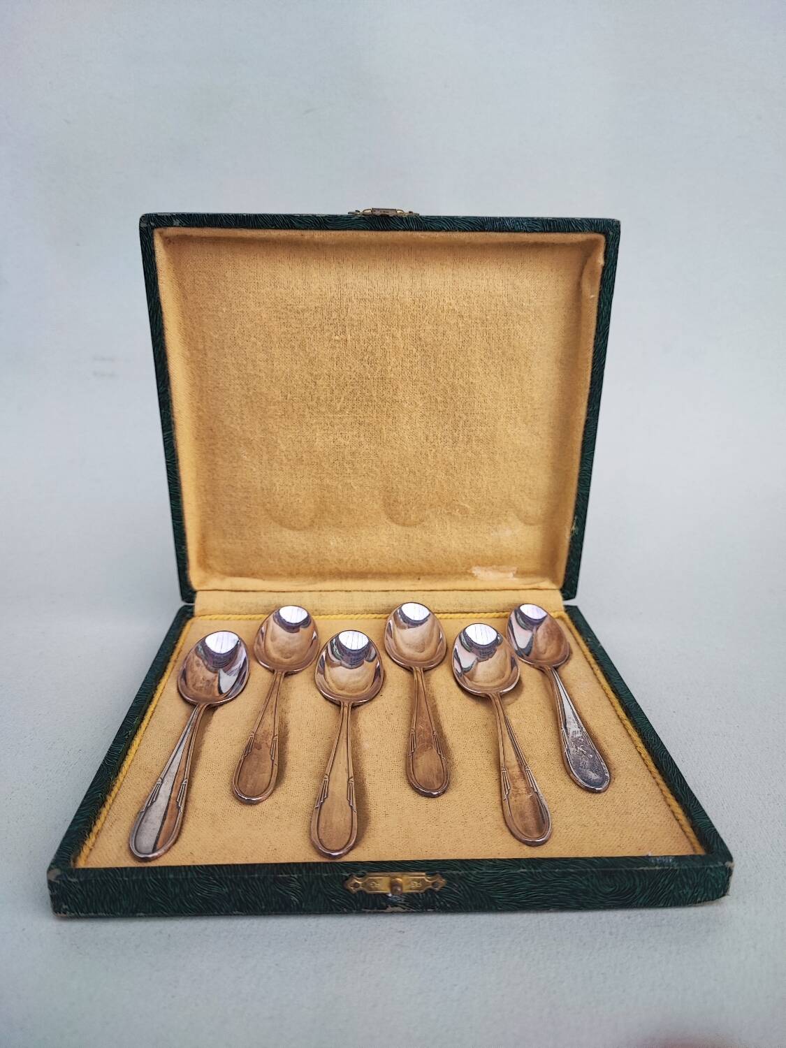 Six silverplated teaspoons