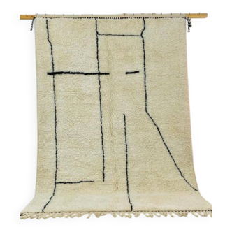 Tapis marocain noir et blanc, 150/250cm