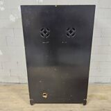 Cabinet vintage noir en laque chinoise avec fleurs et oiseaux / bohème