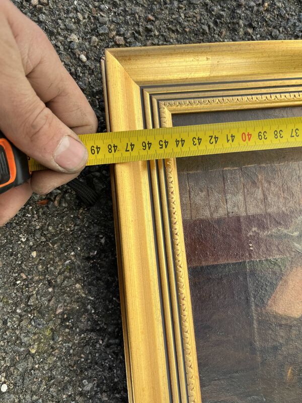 Tableau ancien - Huile sur toile ''Le jeune fumeur'' - Signé - Cadre doré XIX