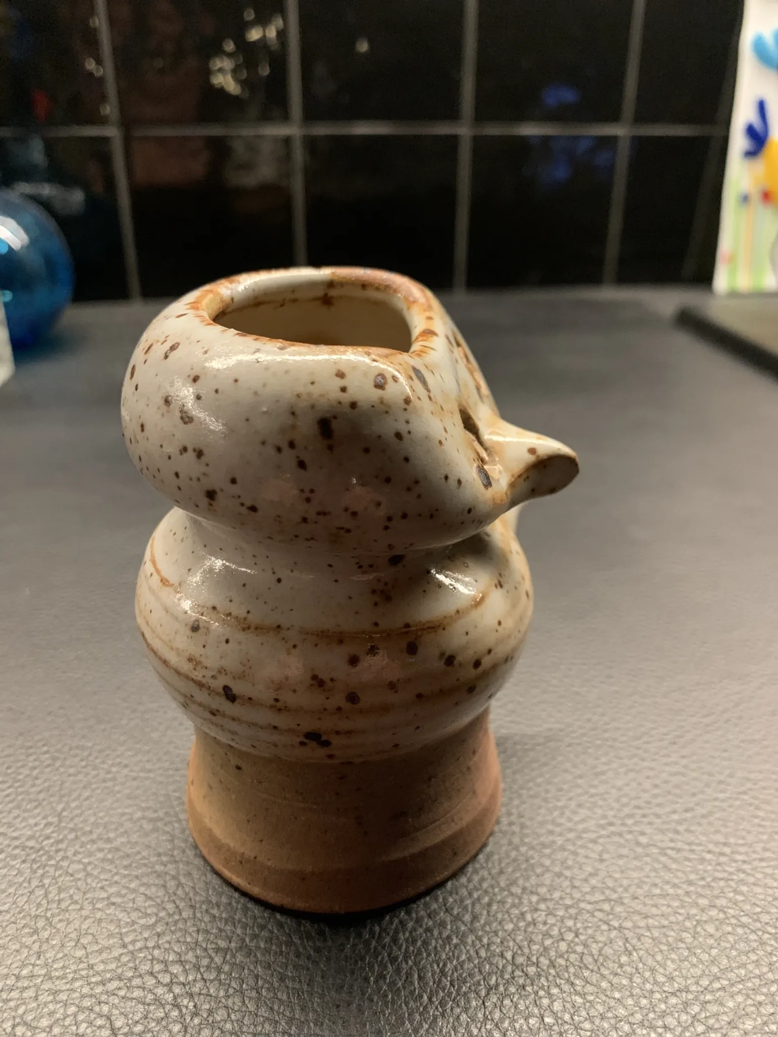 Owl-shaped zoomorphic vase in stoneware – Jacques Pouchain, Dieulefit Workshop