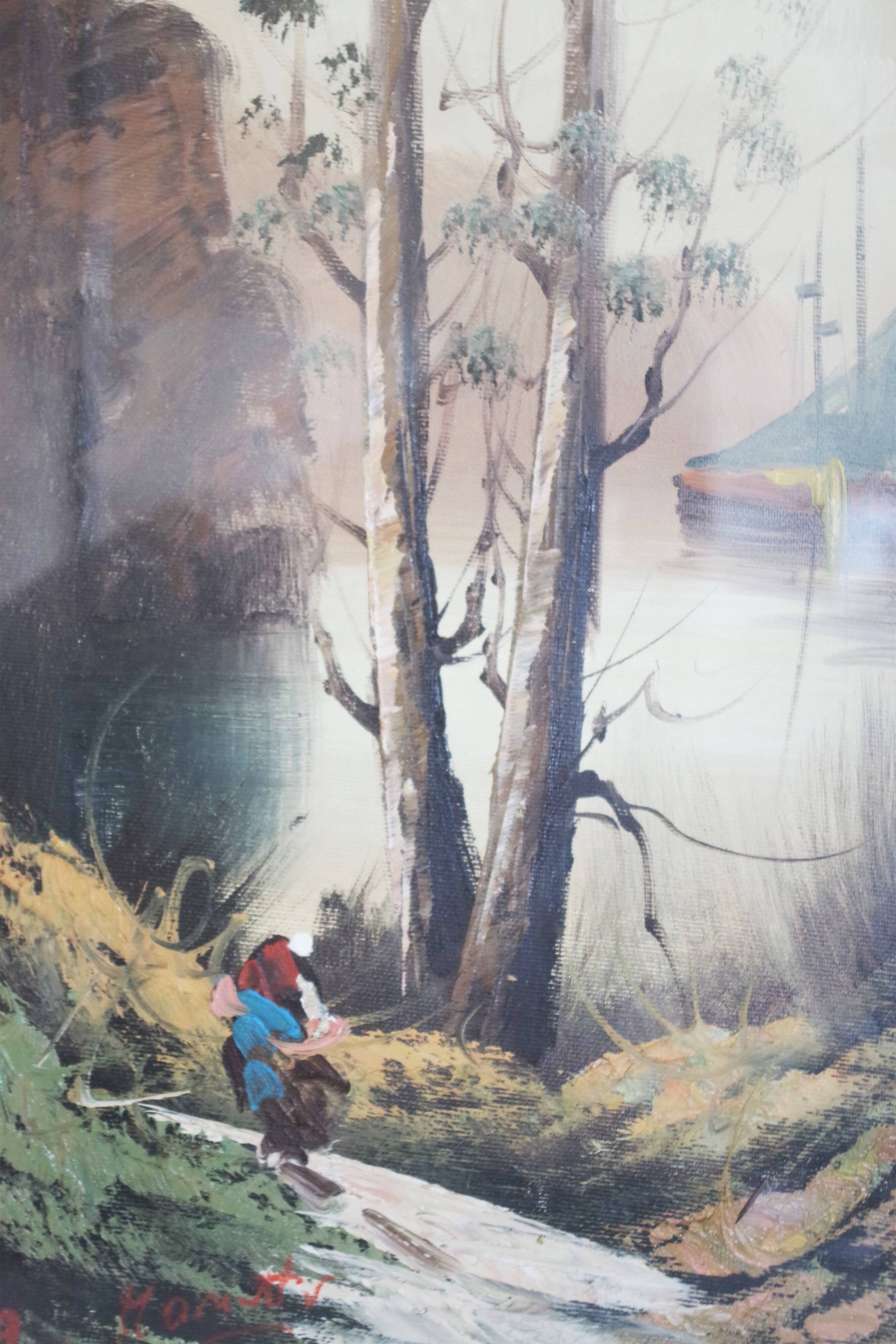 Paintings, oil on canvas, Moretti, 1970, set of 3