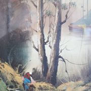 Paintings, oil on canvas, Moretti, 1970, set of 3