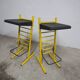 Paire de tabouret de bar italien ajustables jaune laqué et noir