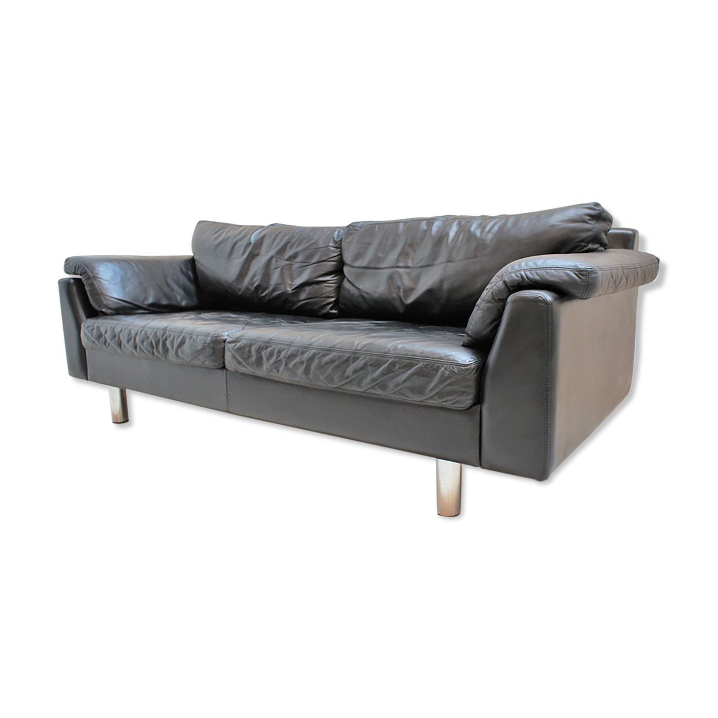 Scandinavian sofa in black leather