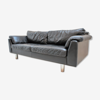 Canapé scandinave en cuir noir