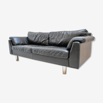 Scandinavian sofa in black leather