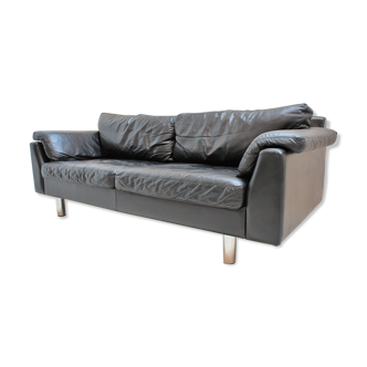 Scandinavian sofa in black leather