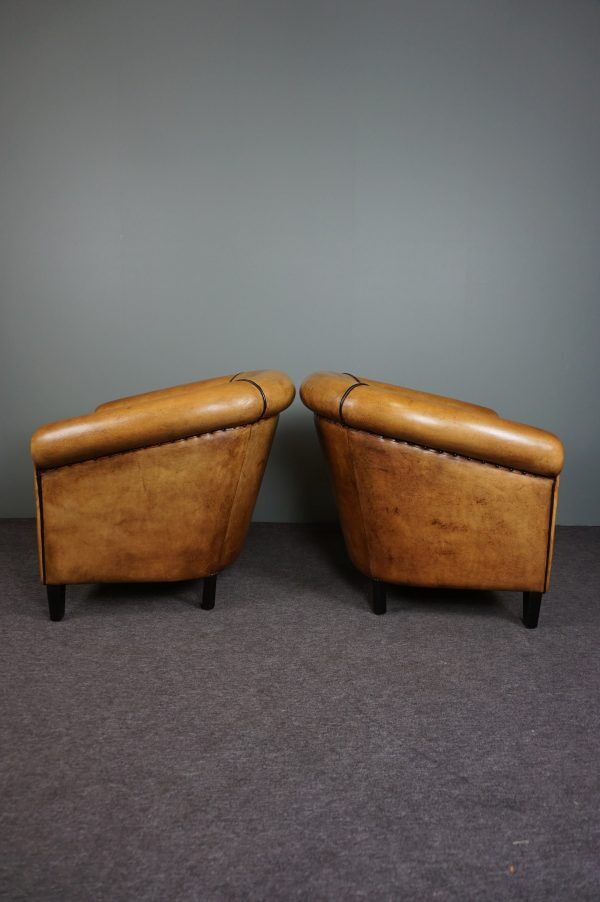 Set of 2 club chairs in sheepskin, York model