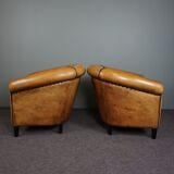 Set of 2 club chairs in sheepskin, York model