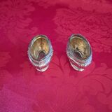 Pair of solid silver salt cellars. Louis XVI.
