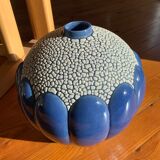 Vase et coupe en céramique Saint Clément couleur bleue