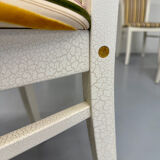 Table and 6 thonet designer chairs with crackled lacquer finish, 1980s vintage