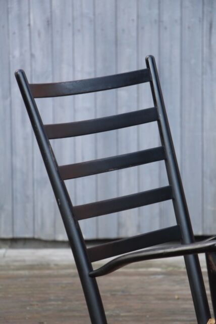 Rocking- vintage flesh blackened wood and rope Italy 1960