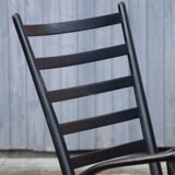 Rocking- vintage flesh blackened wood and rope Italy 1960