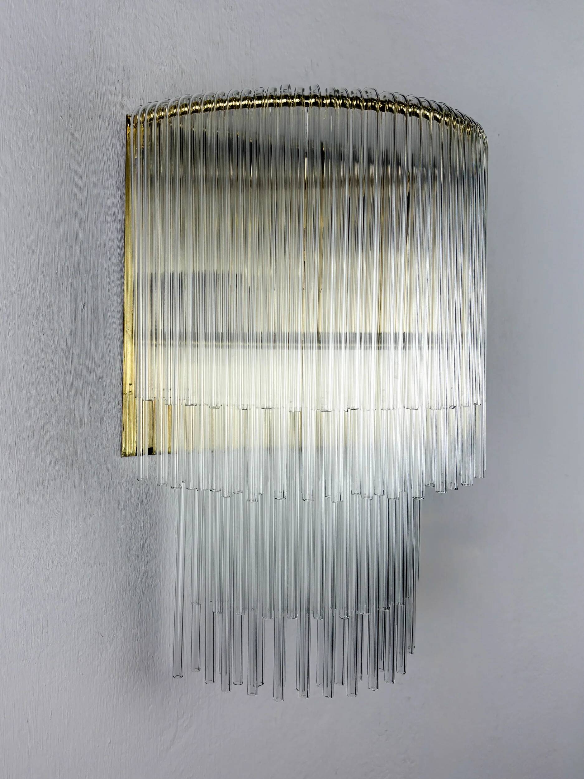 2-tier Venini tubular wall sconce, hand-blown Murano glass, Italy, 1970s