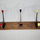 Vintage coat rack, three double tricolor hooks, 50-60s, 53 cm