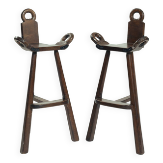 2 tabourets de bar espagnols brutalistes, années 1960