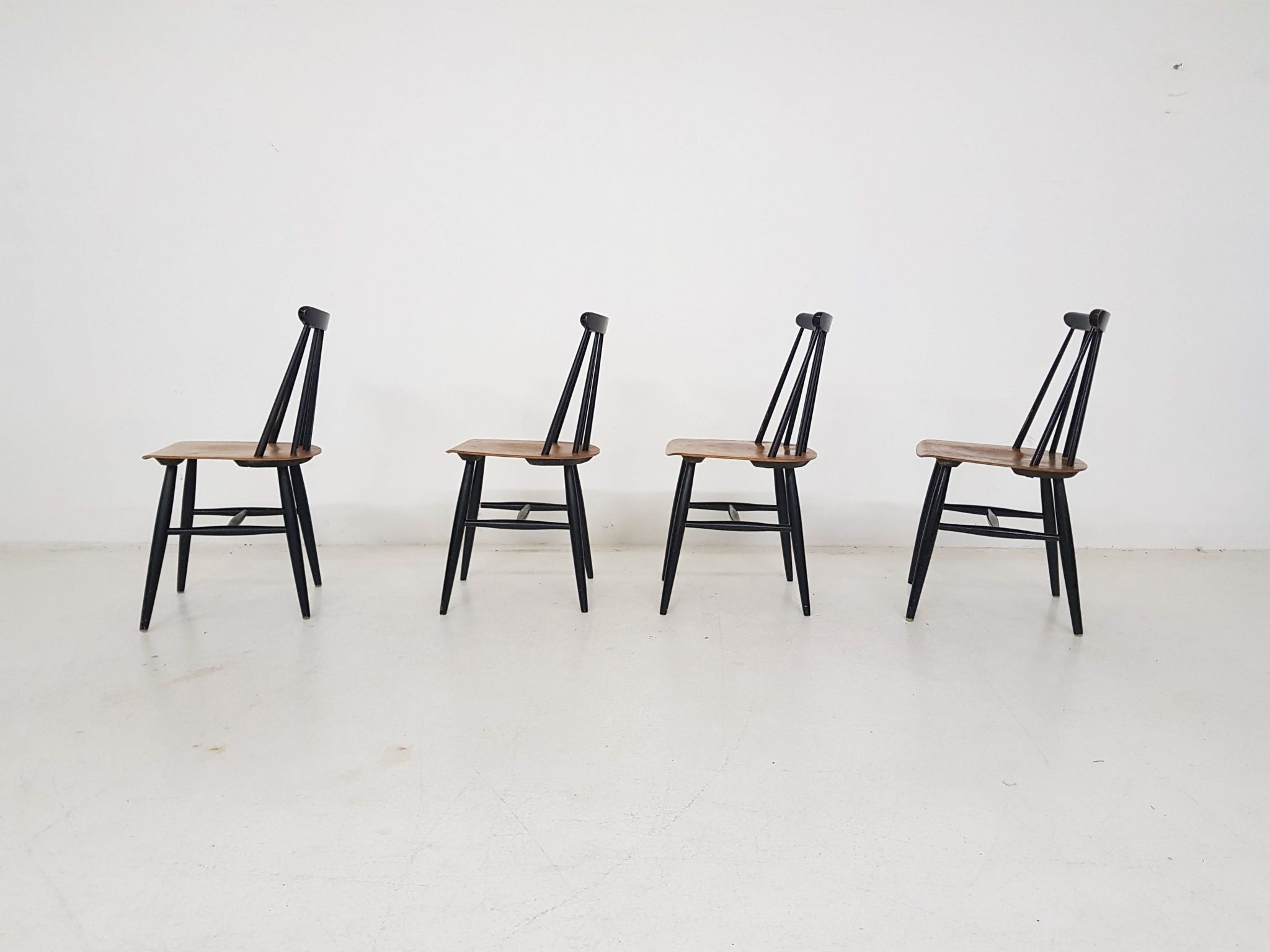 Set of four Ilmari Tapiovaara "Fanett" dining chairs for Edsby verken, Sweden 1960