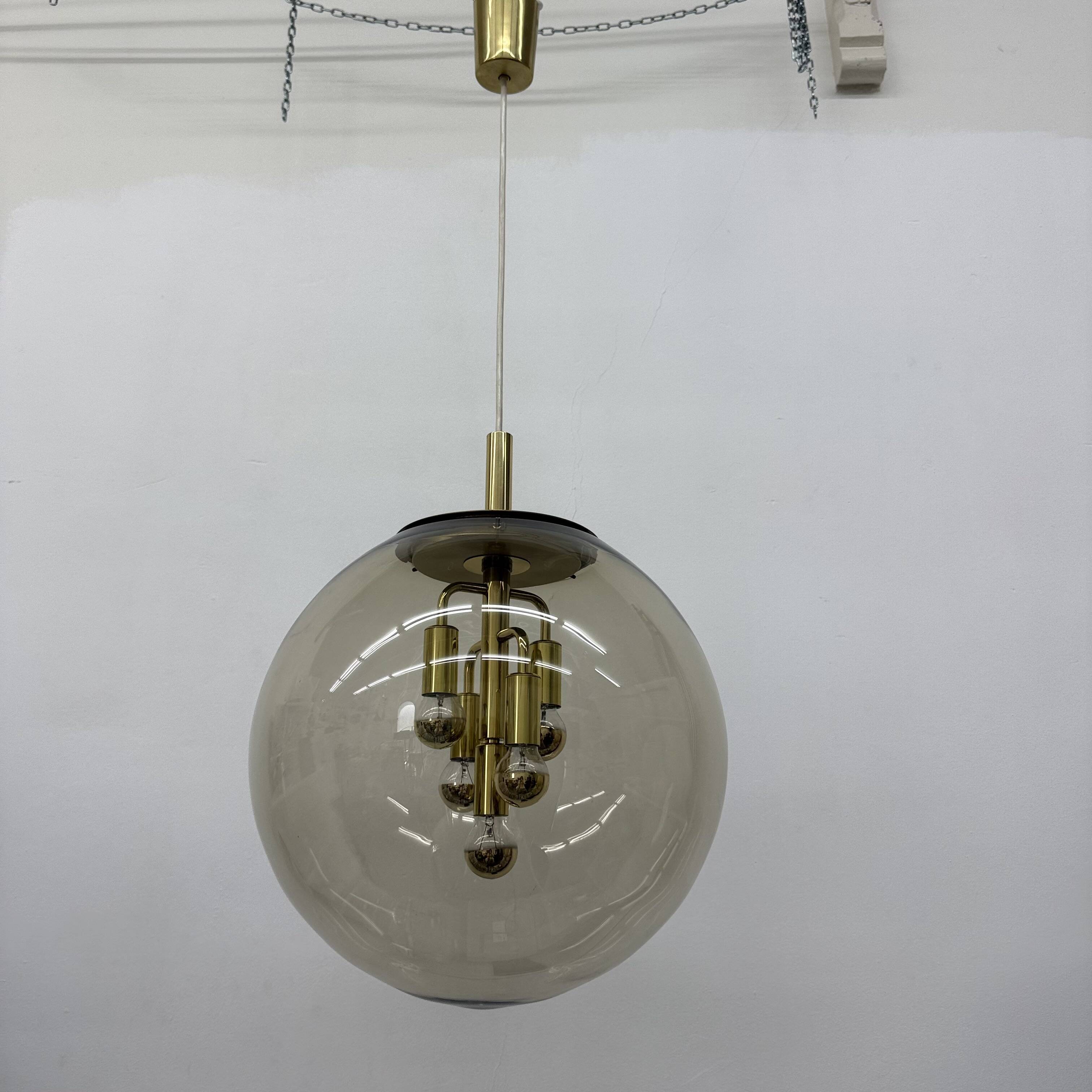 Doria Leuchten globe glass hanging lamp , 1970s