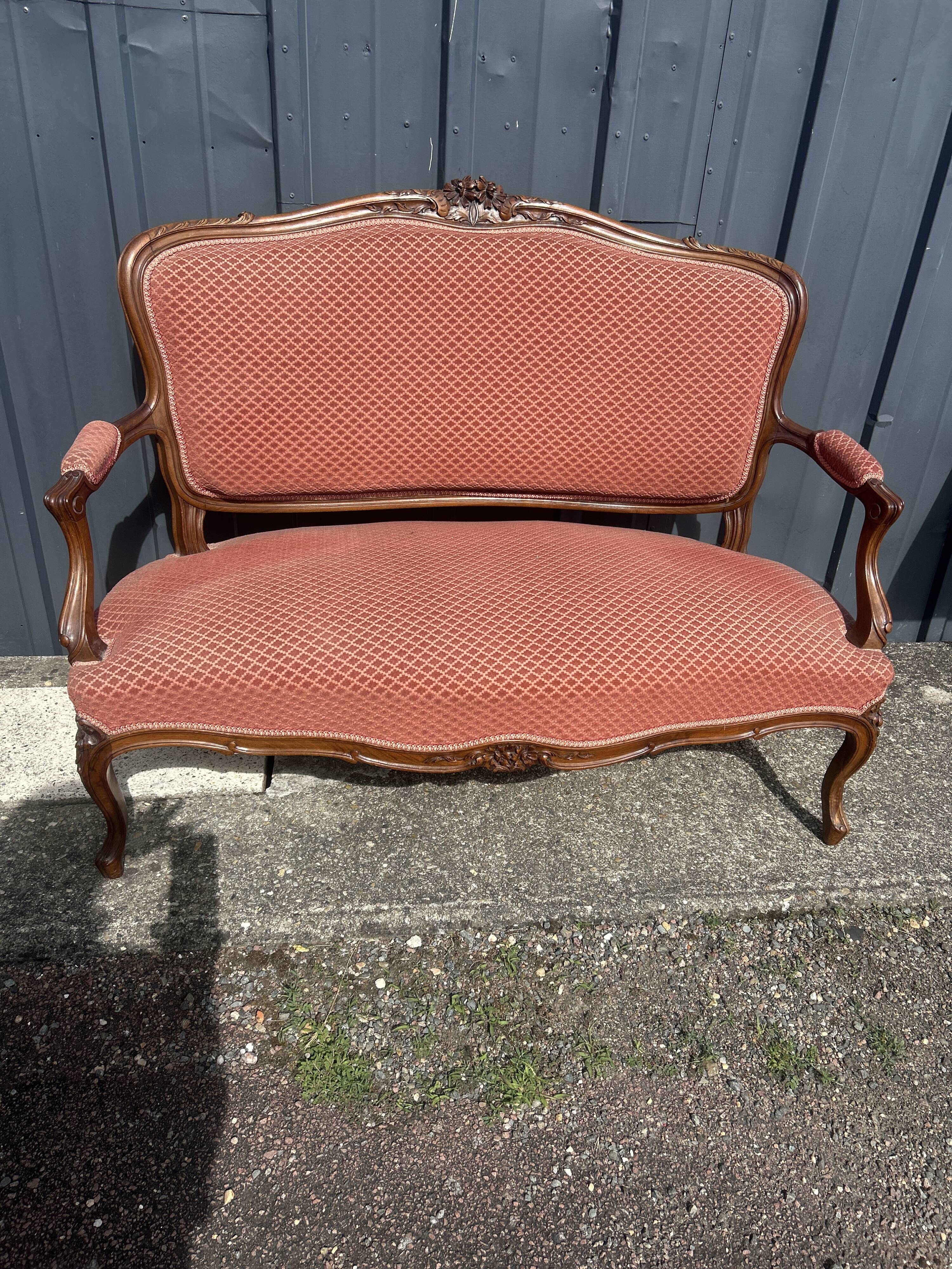 Banquette de Style Louis XV en noyer