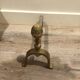 Neoclassical pine cone fireplace chenets in bronze