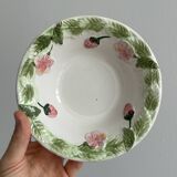 6 large slip bowls, floral and strawberry pattern