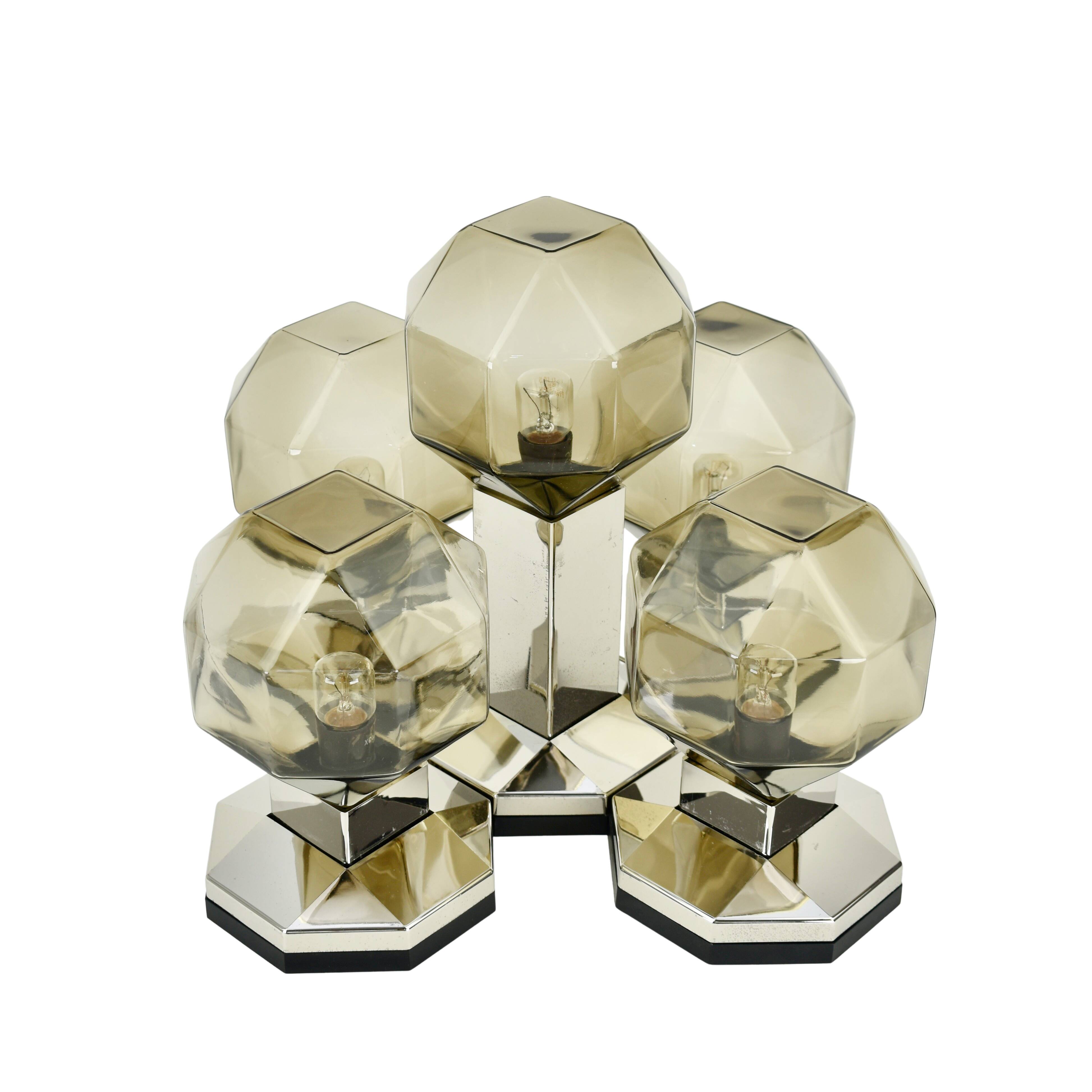 Motoko Ishii brass and glass ceiling light from the 1970s for Staff Leuchten