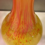 Vintage orange and yellow soliflore vase, signed
