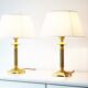 Vintage pair of Brass Column Table Lamps - 1970's Hollywood Regency Lamps