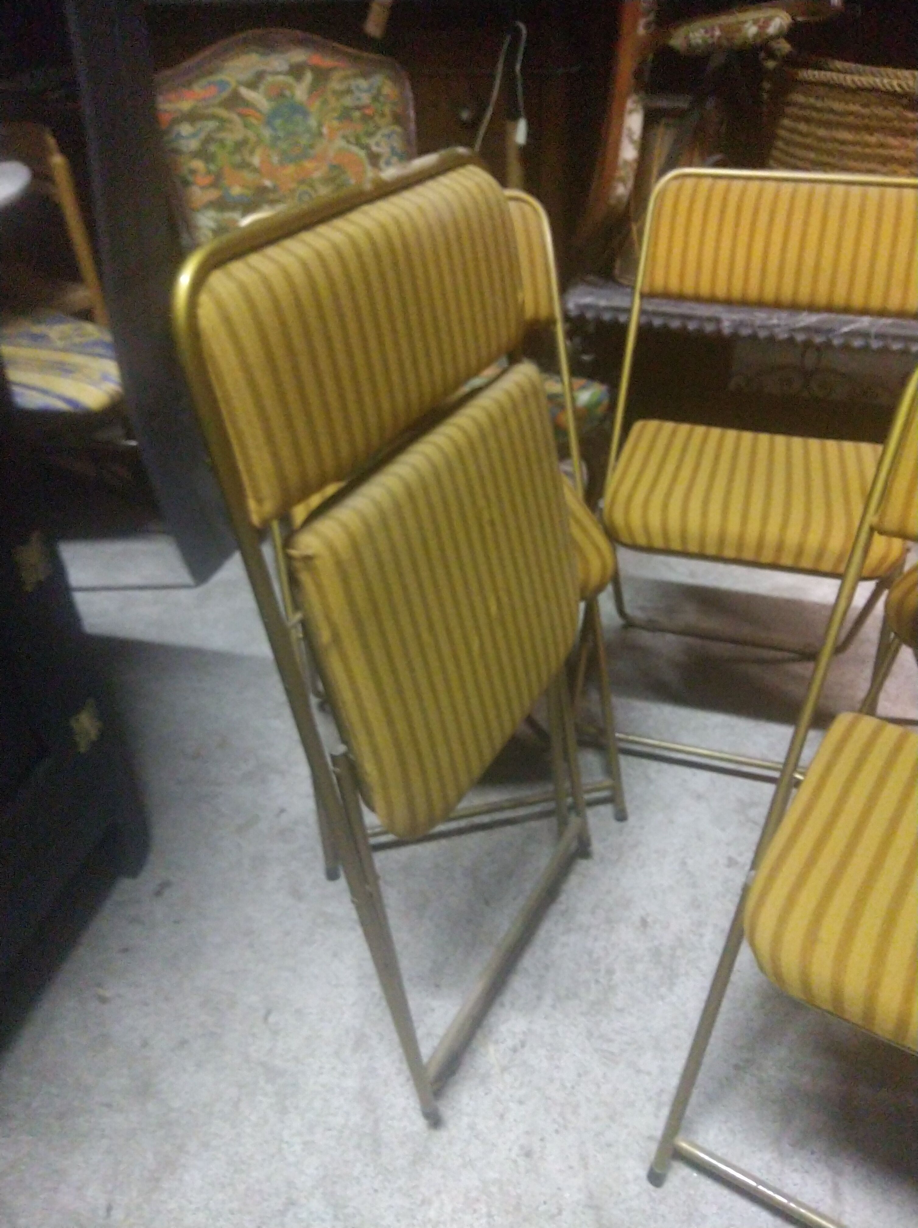 Series of 5 gilded folding Lafuma chairs circa 1960