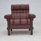 1970s, Scandinavian armchair, furniture leather, dark beech wood.