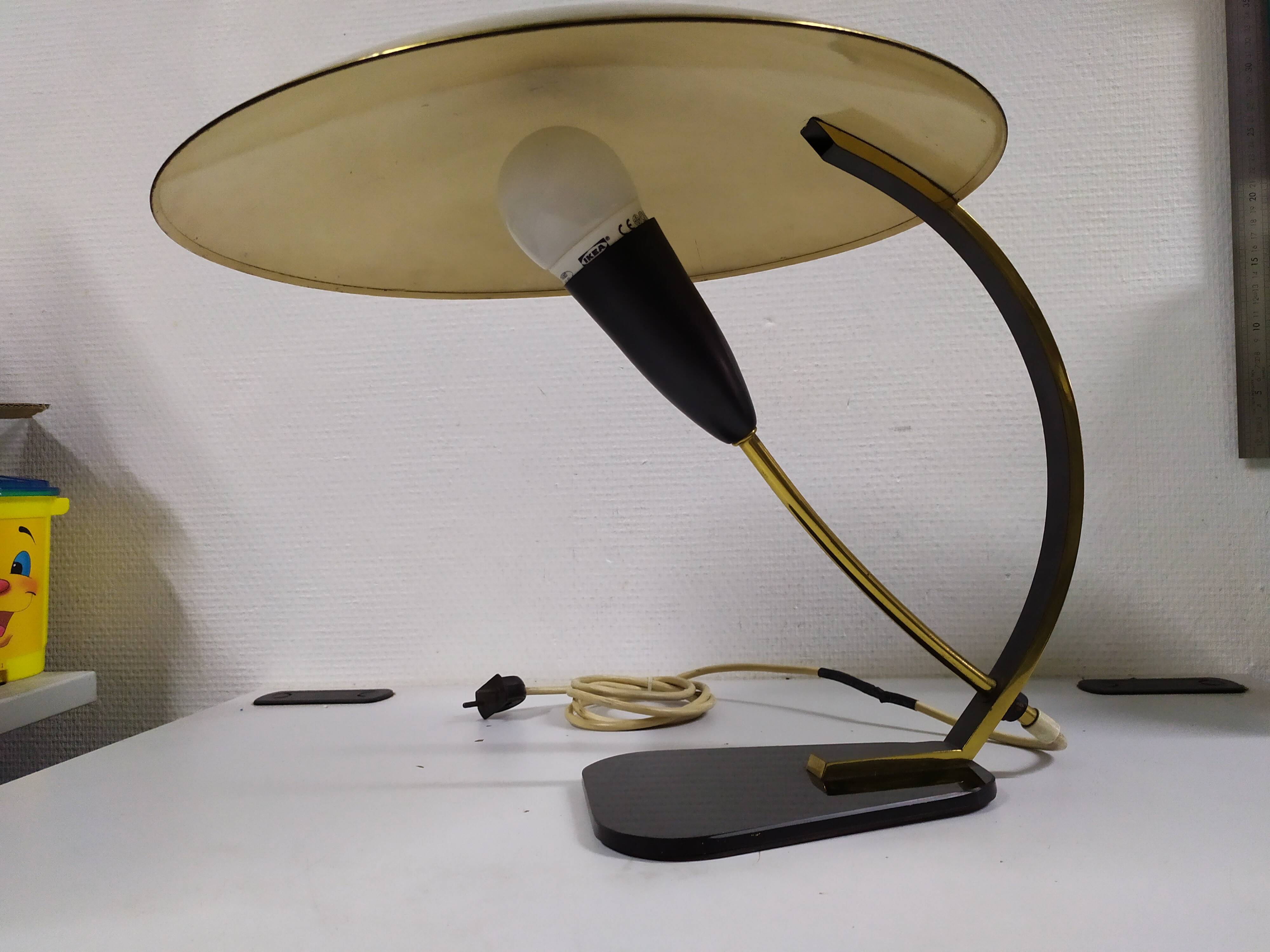 Black brass desk lamp 1950 italy