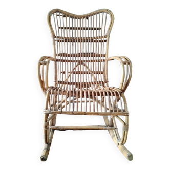 Fauteuil rocking-chair en rotin