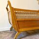 Children's bed in wood and wicker woven on wheels 1960