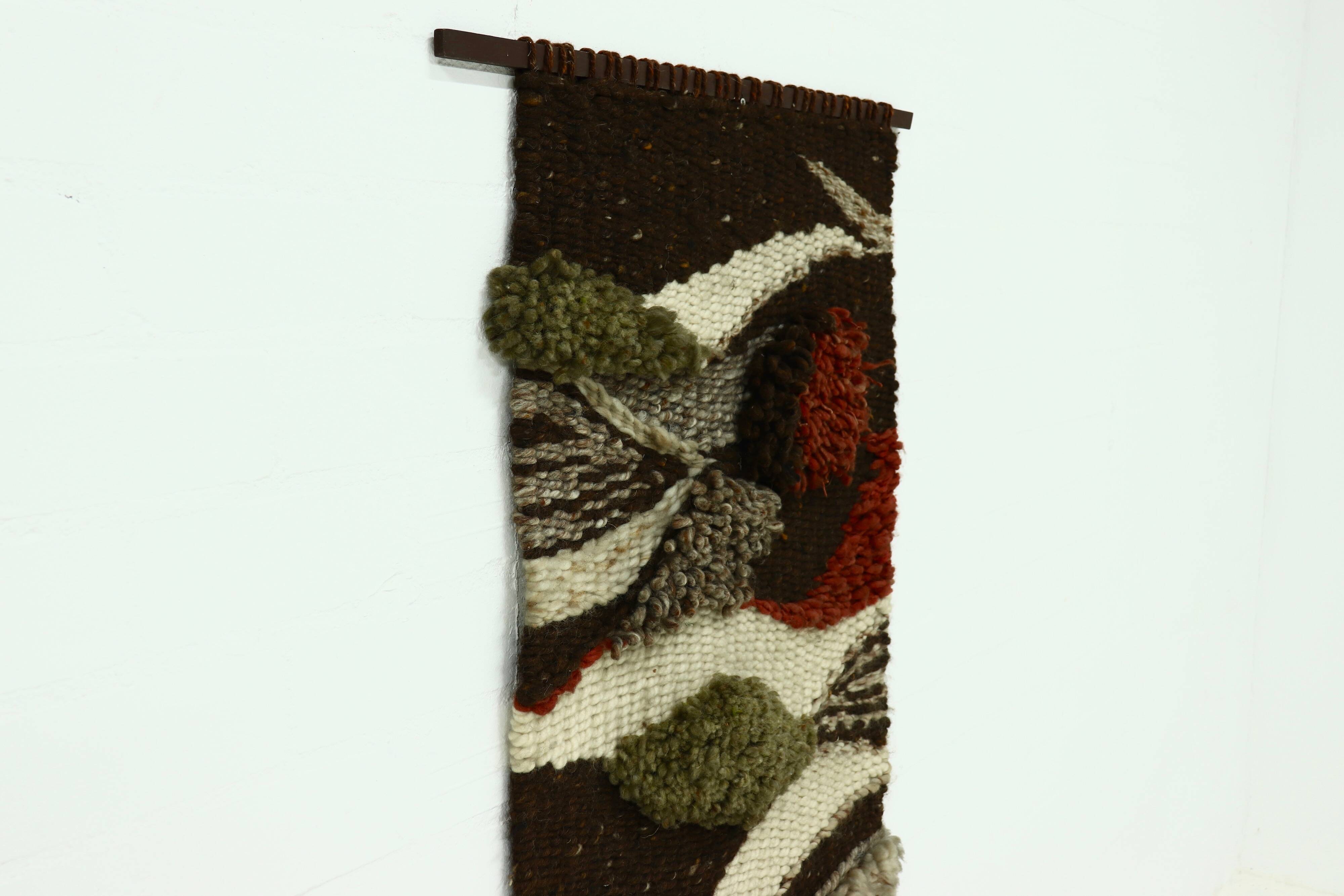 Vintage Hand Knotted Wool Tapestry 1960s