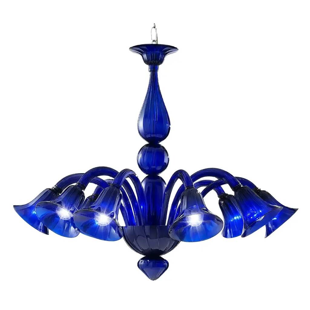 Contemporary Pop Blue-Ocean Murano Style Glass Chandelier with 8 Arms