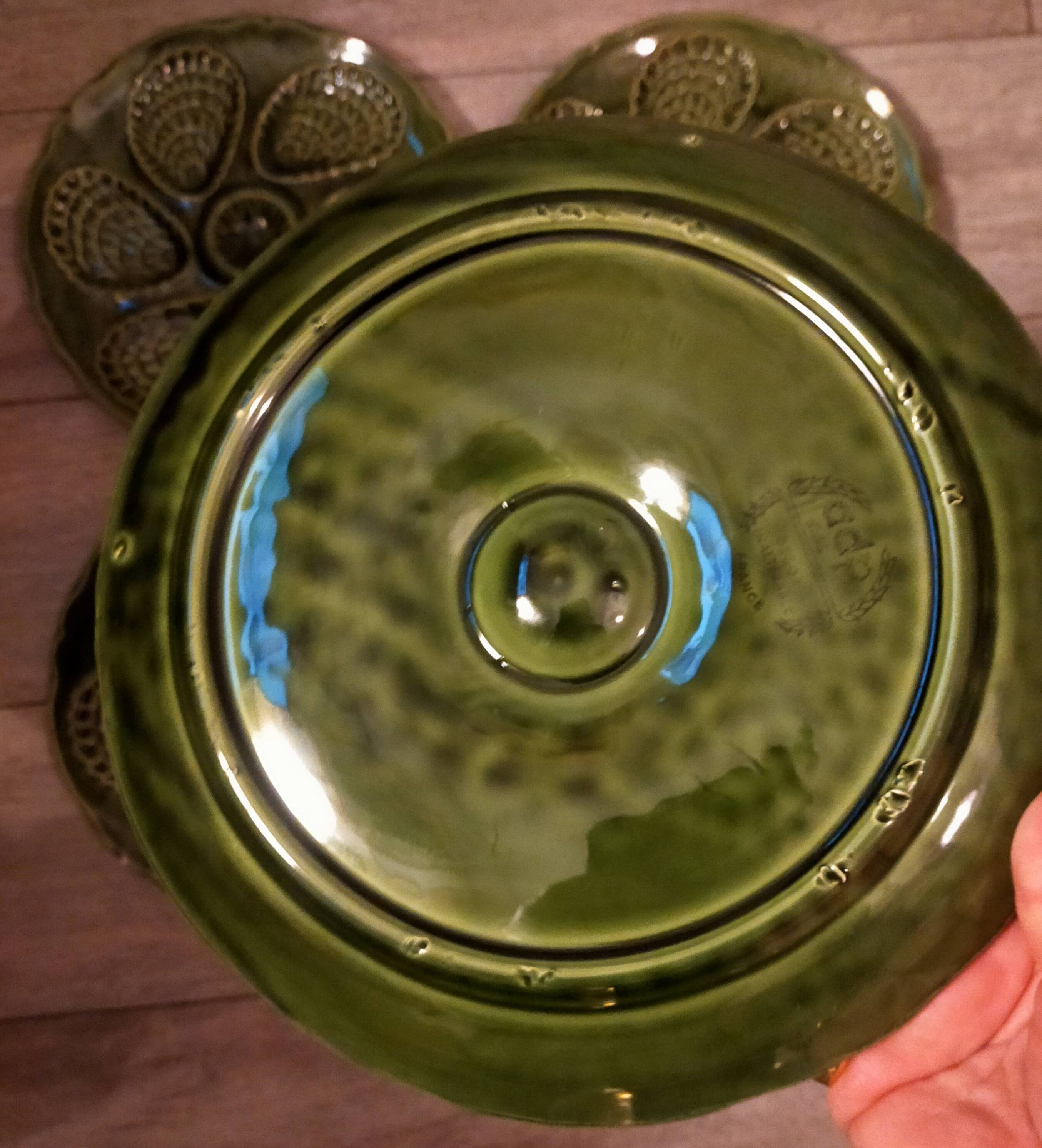 Set of 5 bottle green oyster slushie plates