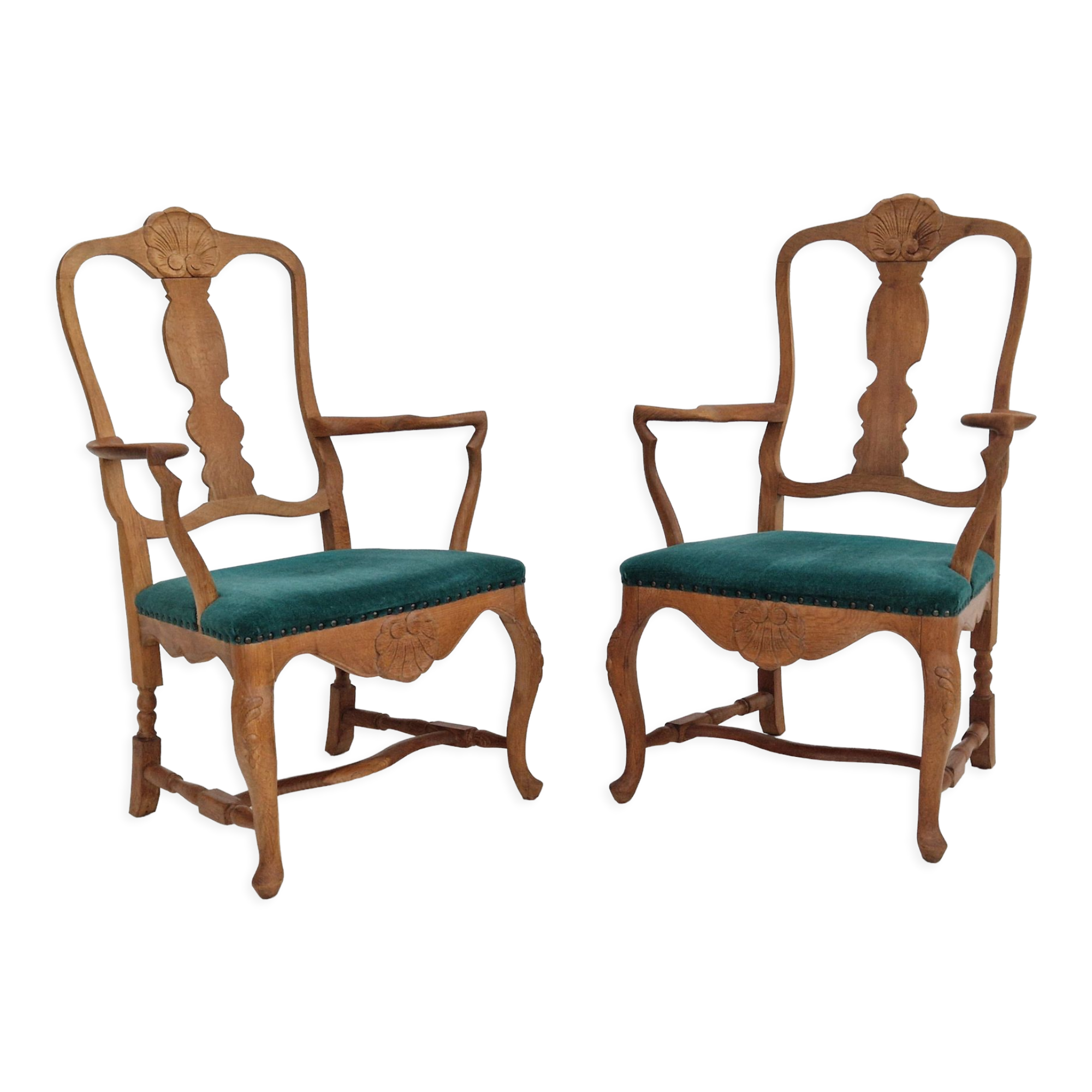 1960s, Danish design, pair of armchairs, oak wood, original very good condition