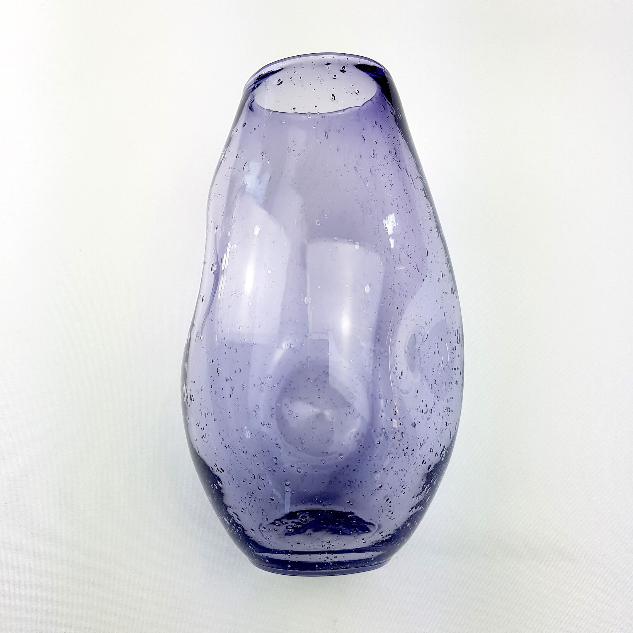 Purple bubble blown glass vase
