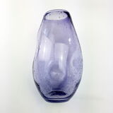 Purple bubble blown glass vase