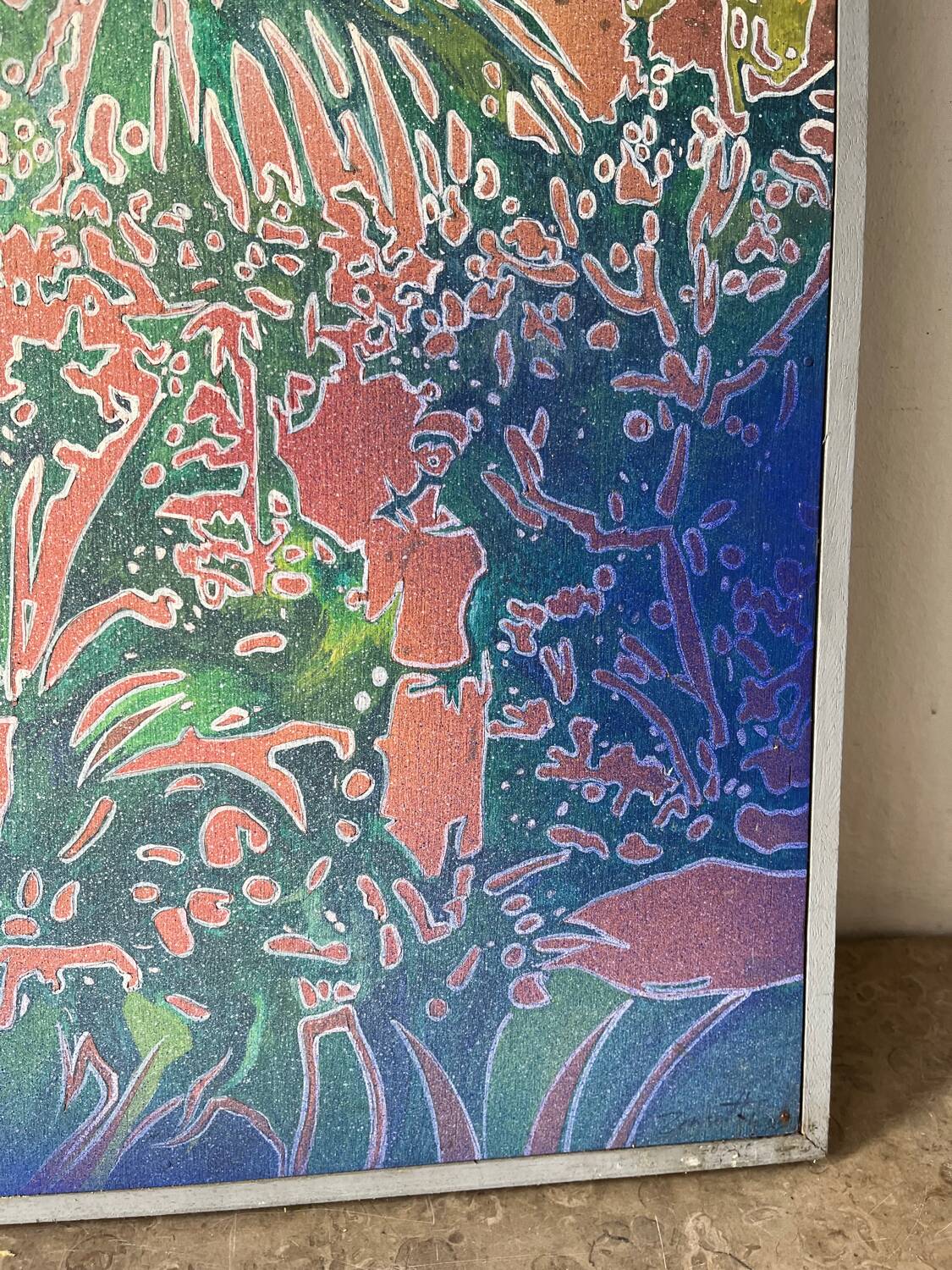 Foliage, oil on wood panel, signed Jean Noel Zanetti