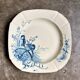 Blue ironstone hollow plate from Gien, "Birds" service circa 1870 no. 4