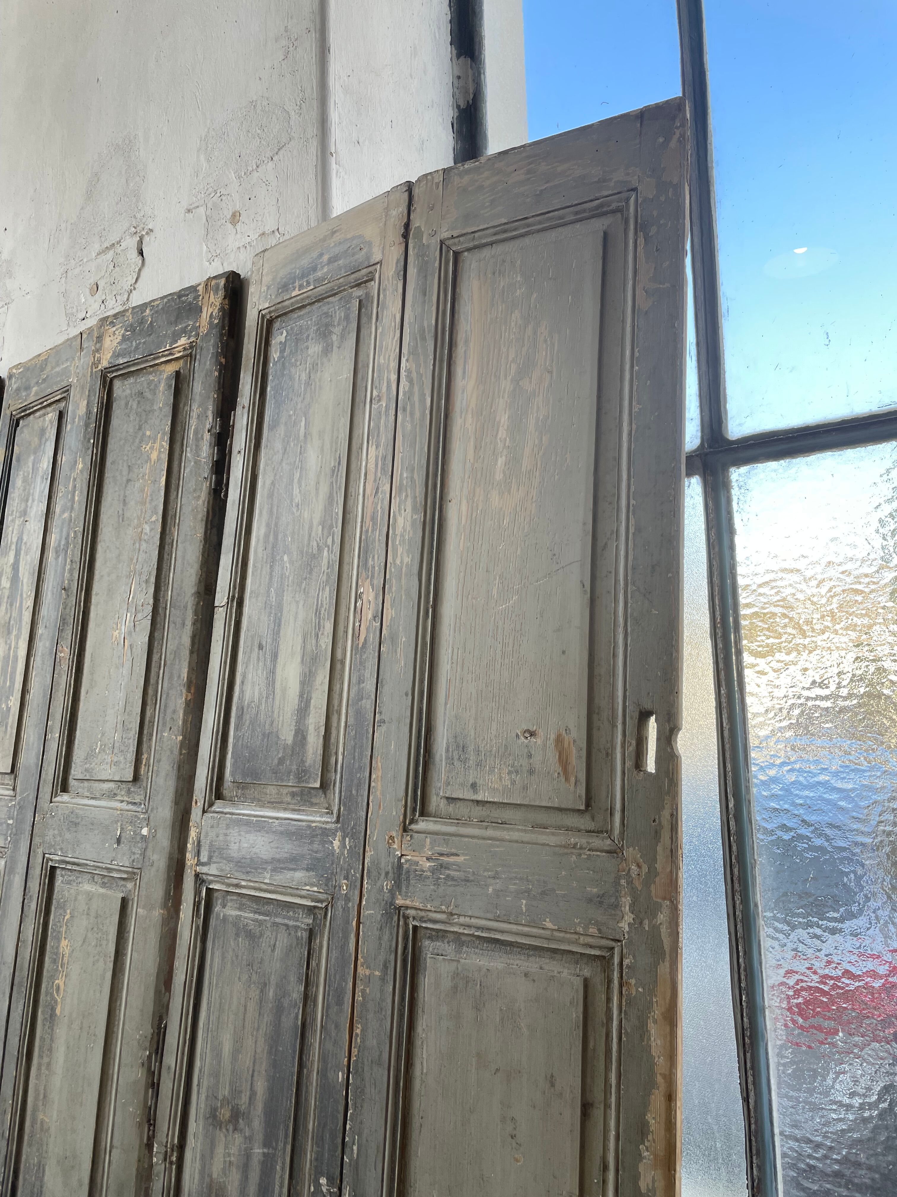 Trio of shutters louvers patina blue gray