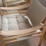 Arne Norell - Sirocco chair in white/grey linen with frame frame from beech wood