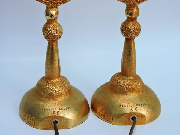 Paire de lampes de en bronze Doré par Pierre Casenove pour Fondica, France
