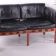 Vintage black leather 2 seater sofa by Sven Ellekaer for Coja, 1960s