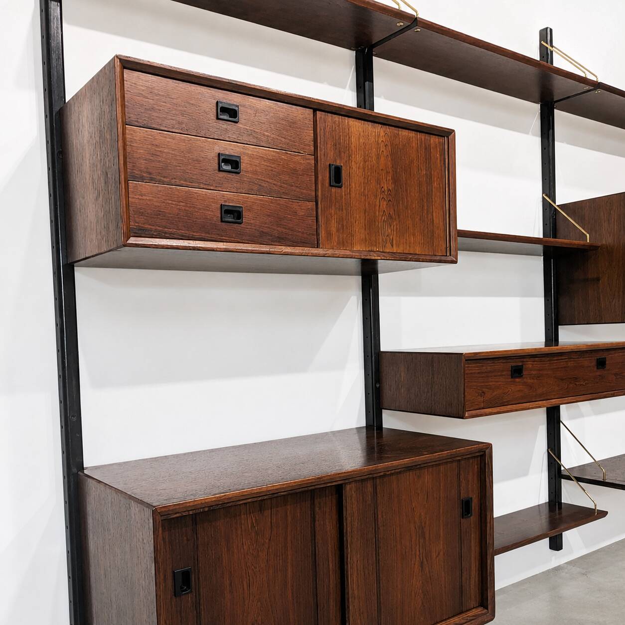 Modular wall cabinet in rosewood