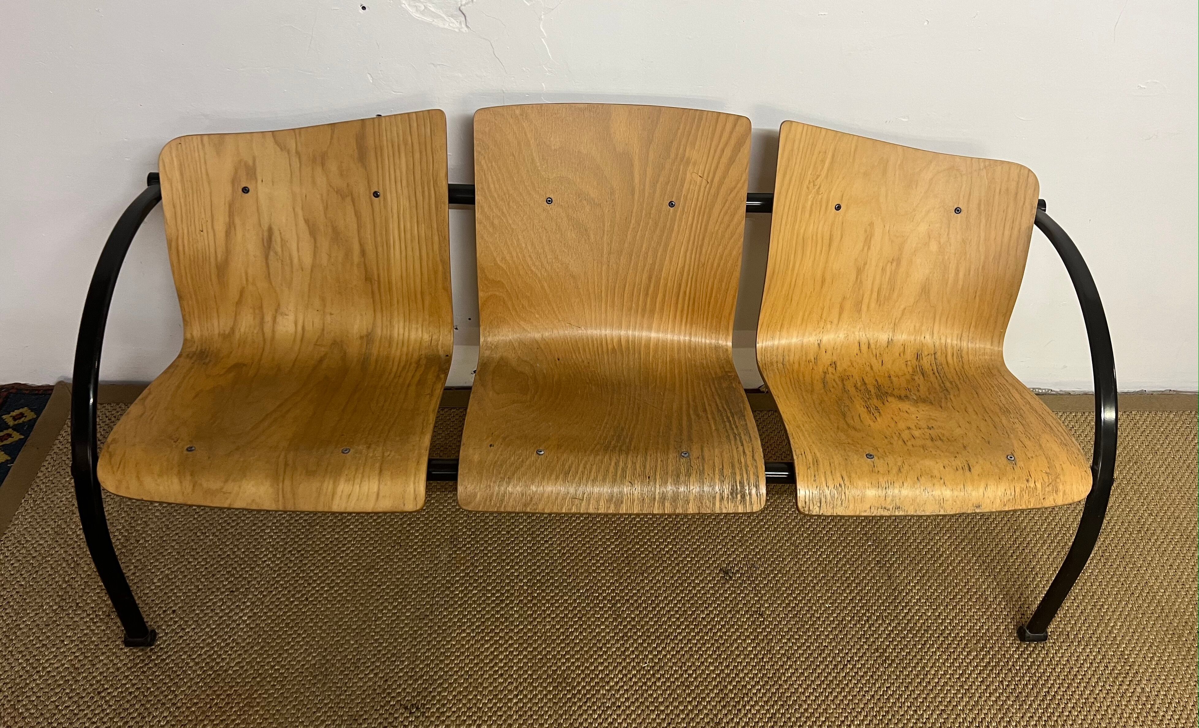 3-seater bench wood and metal